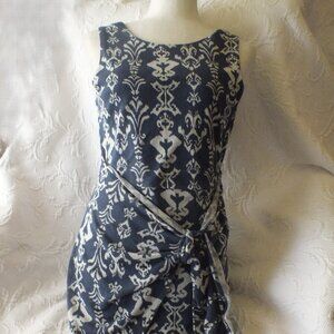 Knit Blue and White Sleeveless Dress Hip Tying Detail - Anthropologie Size Small